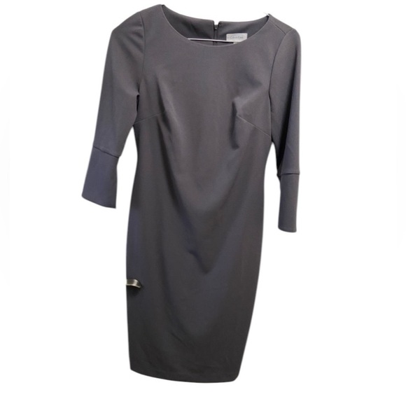Calvin Klein Size 6 gray form fitted women’s dress long sleeves  $159 - Picture 1 of 5